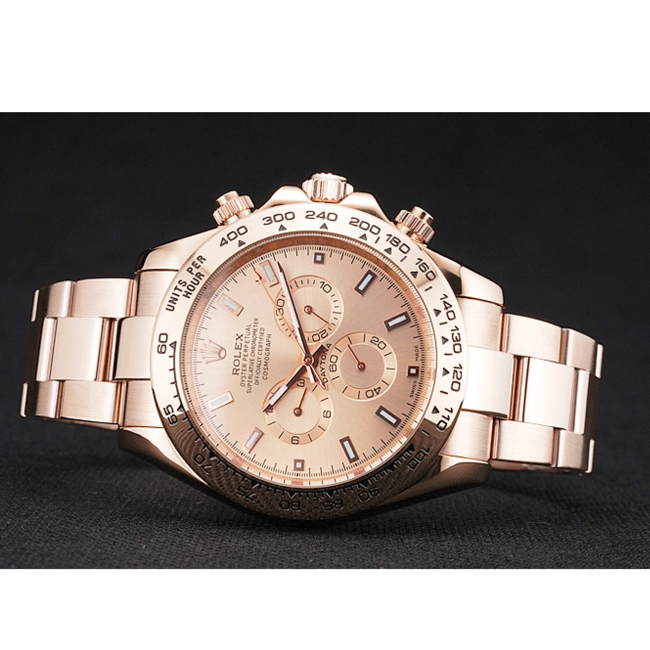 Aaa replica watch 1454247 And Rose Daytona Case Pink Gold Bracelet Cosmograph Dial Rolex 0727